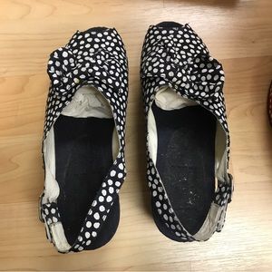 Vintage Charles Jourdan blue polka dot platform sandals